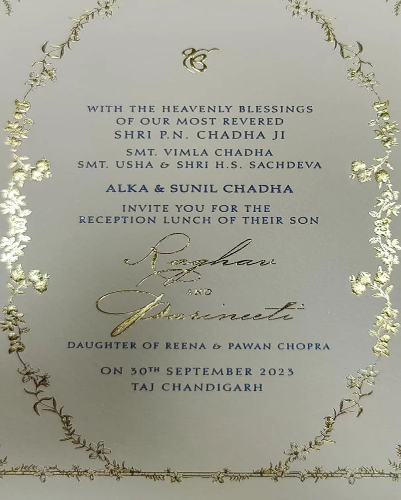 Invitation Leaked of Parineeti Chopra and Raghav Chadha's wedding...