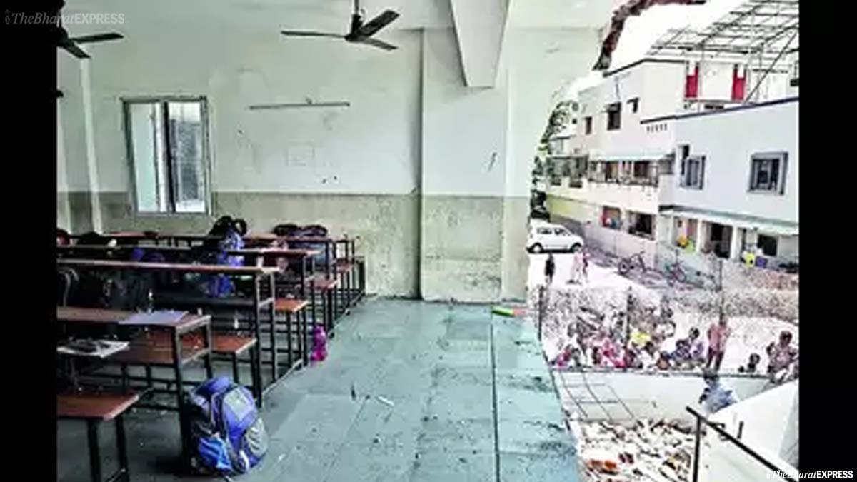 Classroom wall collapses in Vadodara Gujarat