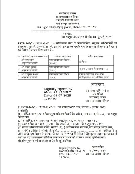 Transfers in Ministry Cadre