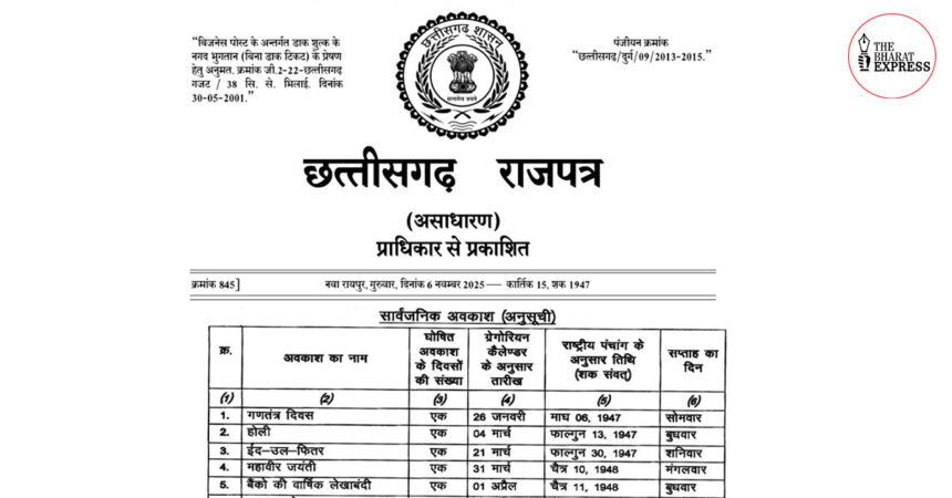 Chhattisgarh government released the list of holidays for next year 2026
