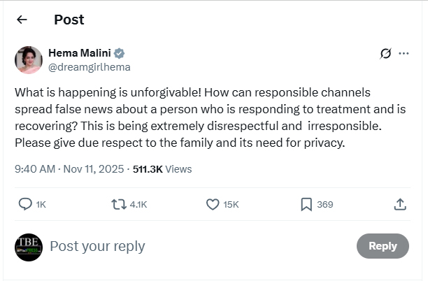 Hema Malini dharmendra health news